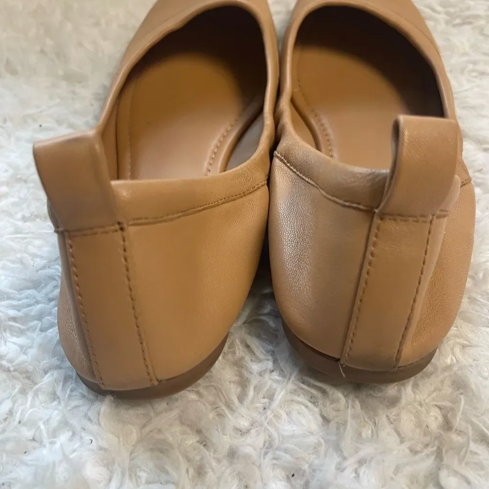J. Crew leather tan Ballet Flats slip on shoes SZ10.5